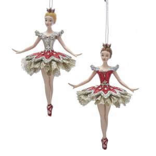 6" Ruby/Platinum Ballerina Ornament