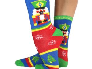Nutcracker Christmas socks side left