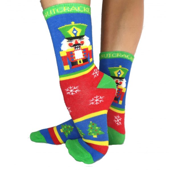 Nutcracker Christmas socks side left