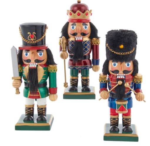 9" Red, Black and Green Soldier and King Nutcrackers
