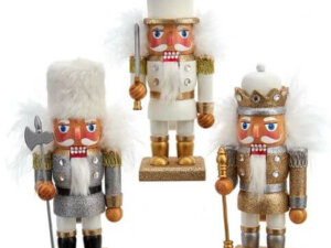 9" Gold, Silver and White Soldier Nutcracker