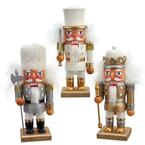 9" Gold, Silver and White Soldier Nutcracker