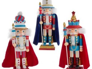 15" Hollywood Nutcrackers Red, White and Teal Soldier & King Nutcracker