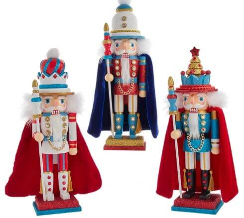 15" Hollywood Nutcrackers Red, White and Teal Soldier & King Nutcracker