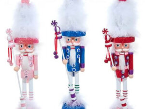 15" Bold Color Nutcracker with White Hat