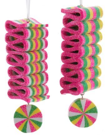 5.5" Neon Colored Candy Ornaments