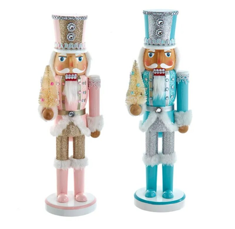 14" Pink and Blue Soldier Nutcracker