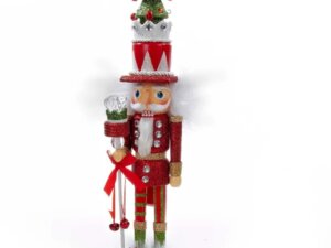 15" Red and Green Tree Hat Nutcracker