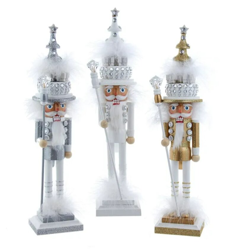 15" Gold White Silver Tree Hat Soldier Nutcracker