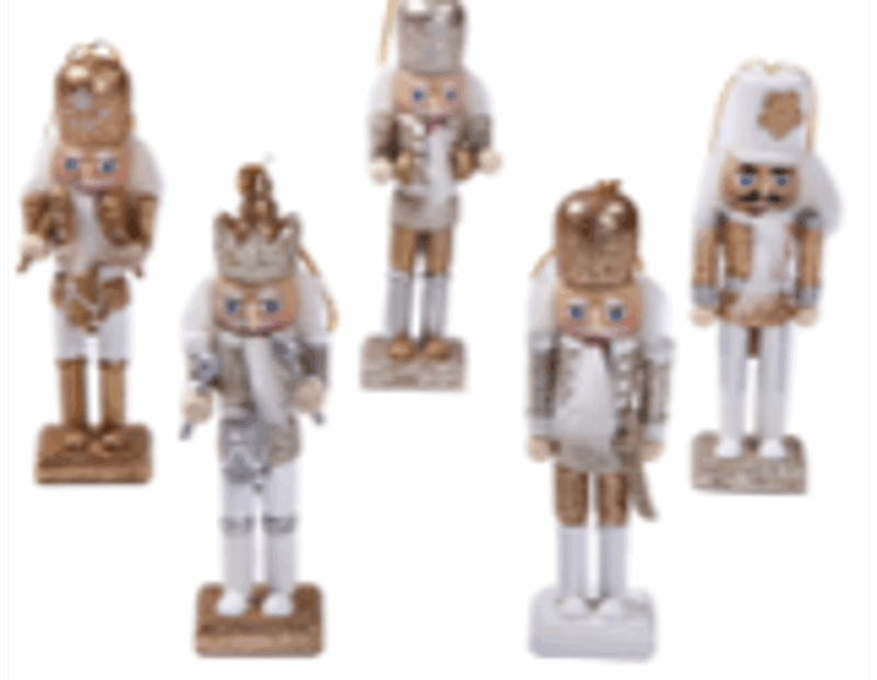 5" Bright Powder Wooden Nutcracker Ornament