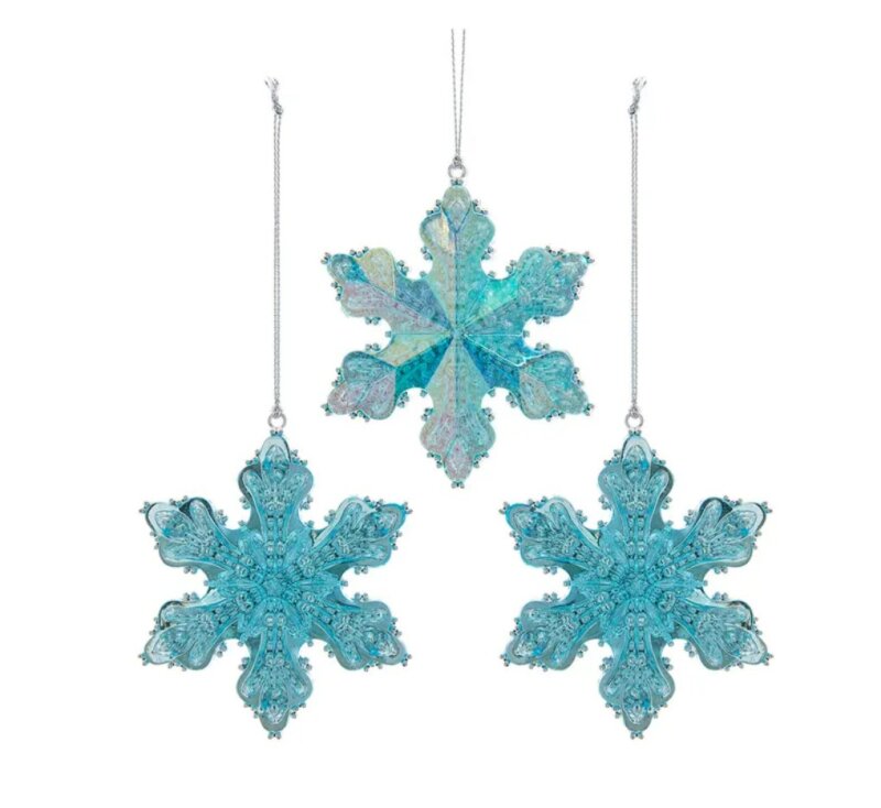3.25" Turquoise Snowflake Ornament